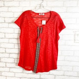 Cato burnt out tassel detail top size Large